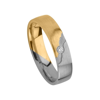 Aurodesign Trouwring 8647-B/45 - Bicolor Goud 18ct, Diamant 0,035ct, 4,5mm, Maat 54