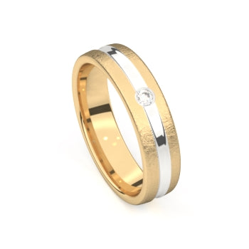 Aurodesign Ring 8679-B/50 - Bicolor Goud 18ct, Diamant, 5mm, Maat 54
