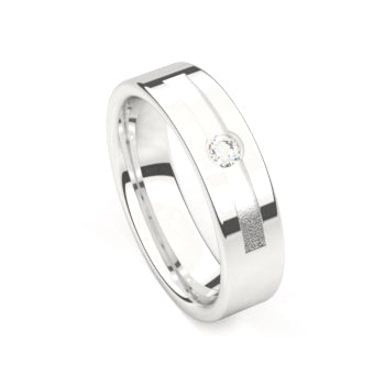 Aurodesign Trouwring 8236-W/55 - Wit Goud 18ct, Diamant 0,070ct, 5,5mm, Maat 54