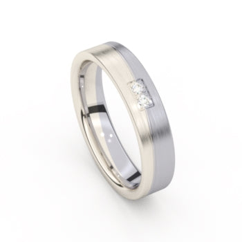 Aurodesign Ring 8701-PD/45 - Wit Goud 18ct & Palladium, Diamant, 4,5mm, Maat 54