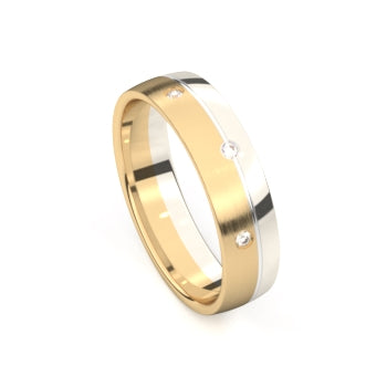 Aurodesign Trouwring 8733-B/50 - Bicolor Goud 18ct, Diamant, 5mm, Maat 54