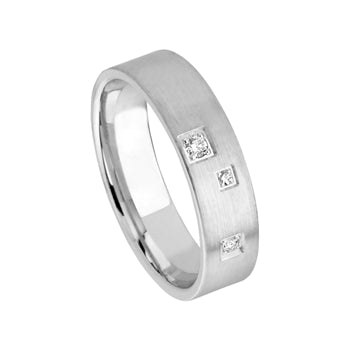 Aurodesign Trouwring 8747-W/50 - Wit Goud 18ct, Mat, 5mm, Diamant, Maat 54