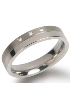 Boccia Ring 0129-03 - Titanium, Diamant, Maat 55