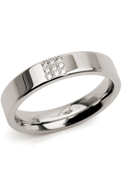 Boccia Ring 0121-02 - Titanium, Diamant, Maat 54