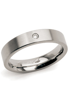 Boccia Ring 0121-04 - Titanium, Diamant, Maat 54