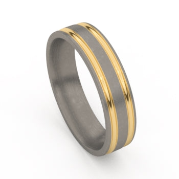 Aurodesign Ring 488-G/55 - Titanium & Geel Goud 18ct, 5,5mm, Maat 54
