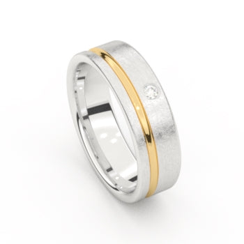 Aurodesign Ring 8603-B/60 - Bicolor Goud 18ct, Diamant, 6mm, Maat 54