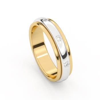 Aurodesign Ring 483-B/50 - Bicolor 18ct, Diamant, Maat 56 (draairing)