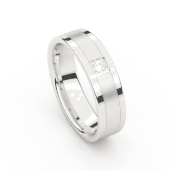 Aurodesign Trouwring 8709-W/55 - Wit Goud 18ct, Diamant 0,050ct, 5mm, Maat 54