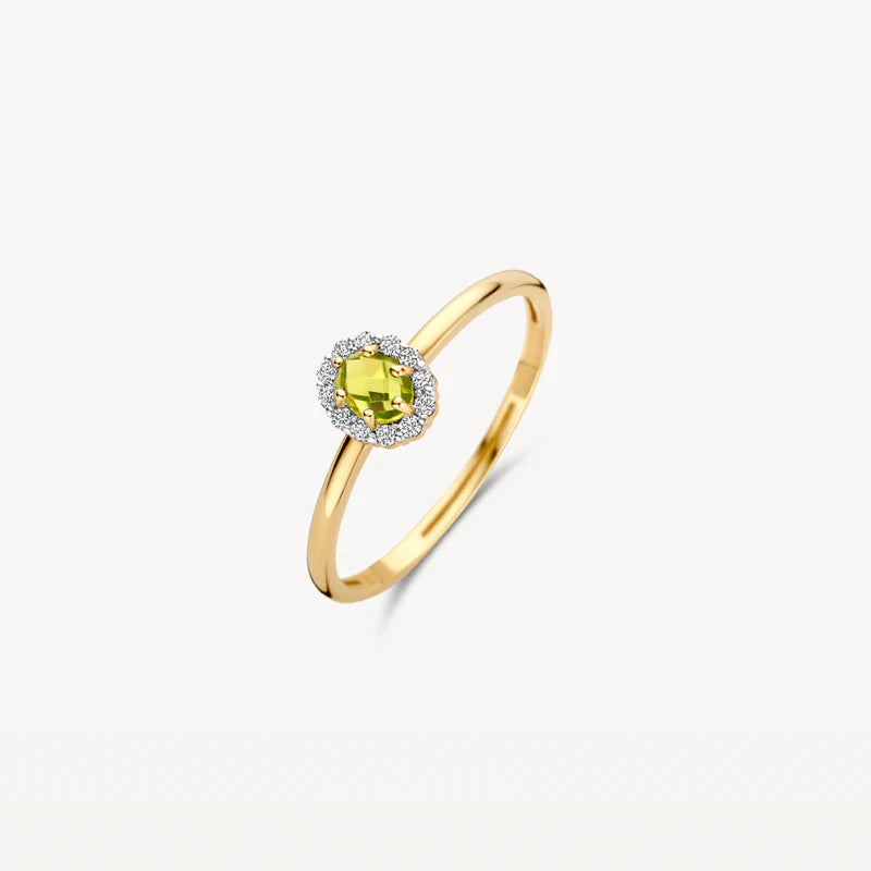 Blush Ring 240.608 - Geel Goud 14ct, Groene Peridot & Zirkoon, Maat 54