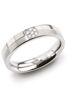 Boccia Ring 0129-05 - Titanium, Diamant, Maat 54