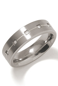 Boccia Ring 0101-20 - Titanium, Diamant, Maat 52