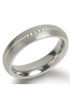 Boccia Ring 0130-05 - Titanium, Diamant, Maat 54