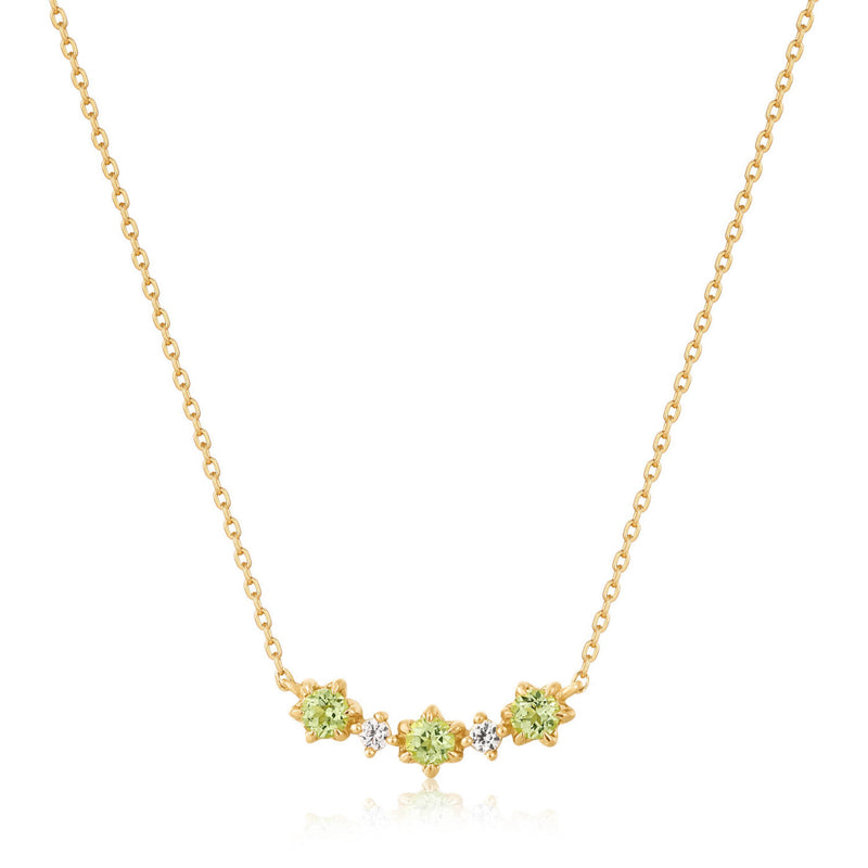 Ania Haie Gold Halsketting 230.790 - Geel Goud 14ct, Witte Saffier, Peridot