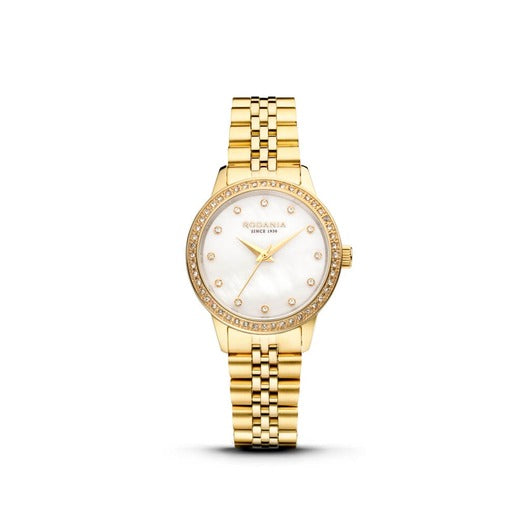 Rodania Horloge 240.156 - Montreux, Plaqué, Zirkoon, Saffier Glas, Dames