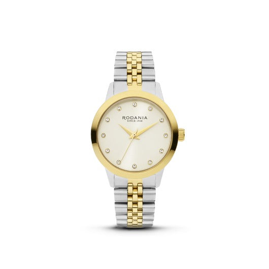 Rodania Horloge 240.158 - Montreux, Staal Bicolor, Saffier Glas, Zirkoon, Dames