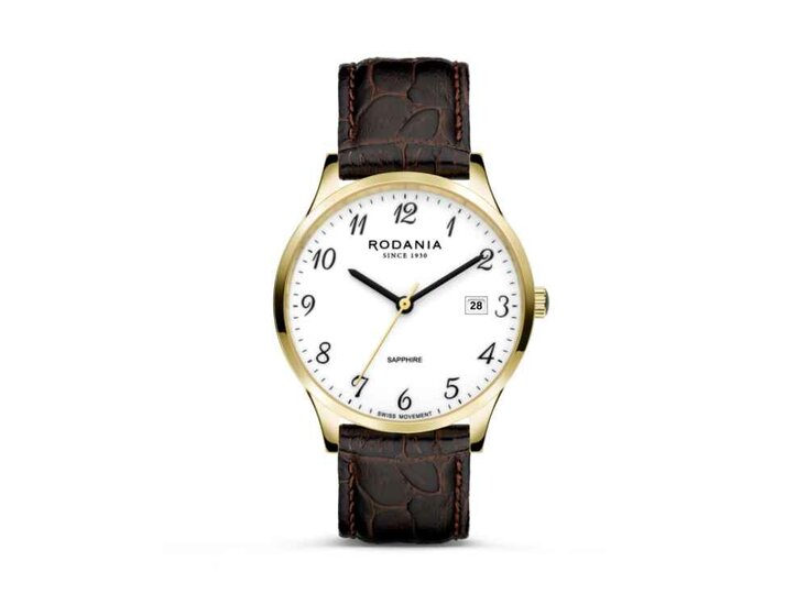 Rodania Horloge 230.925 - Nyon Elegance 40, Saffier Glas, Leder, Heren