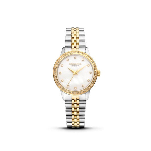 Rodania Horloge 240.677 - Staal Bicolor, Zirkoon, Saffier Glas, Dames