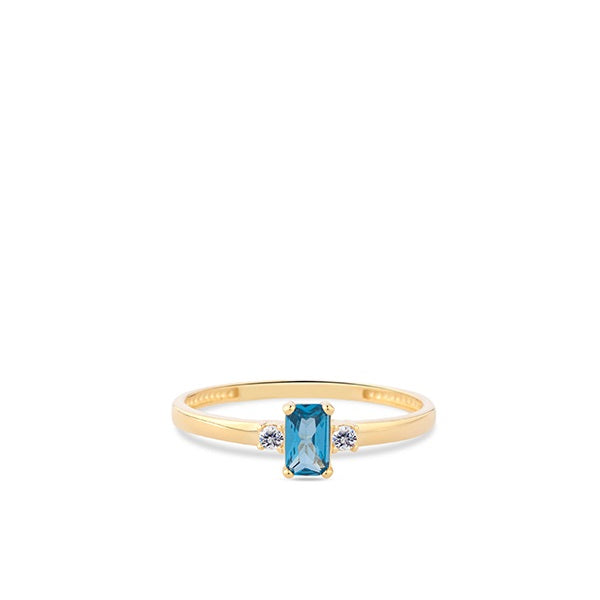 Swing Ring 240.082 - Geel Goud 18ct, Zirkoon & Blauwe Kleursteen, Maat54