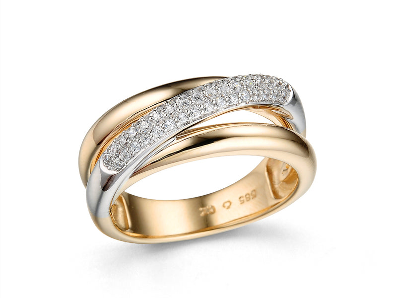 Ellipse Jewelry Ring 240.163 - Bicolor Goud 18ct, Diamant 0,27ct, Dames, Maat 57