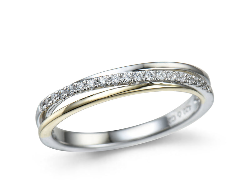 Ellipse Jewelry Ring 240.164 - Bicolor Goud 18ct, Diamant 0,13ct, Dames, Maat 54