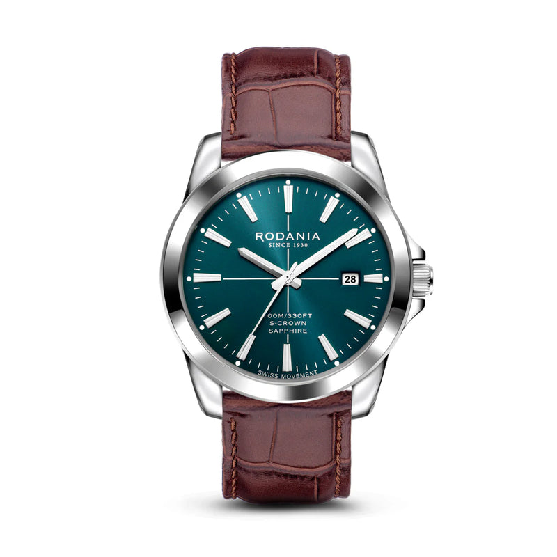 Rodania Horloge 240.193 Leder Saffier Glas Waterdicht Heren