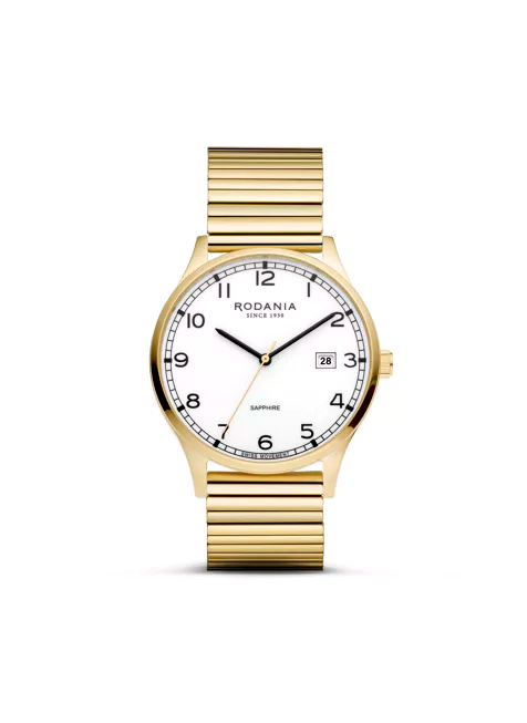 Rodania Horloge 240.453 -Nyon Classic Fixo 40, Saffier Glas, Plaqué, Heren