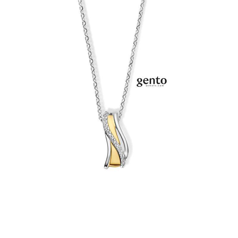 Gento Halsketting 240.513 - Zilver & Plaqué, Zirkoon