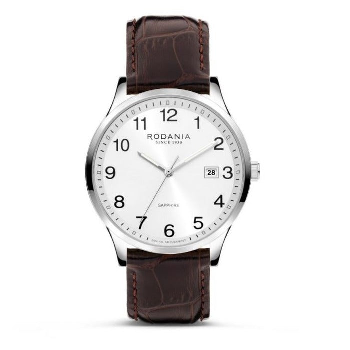 Rodania Horloge 240.609 - Leder, Staal, Saffier Glas, Heren