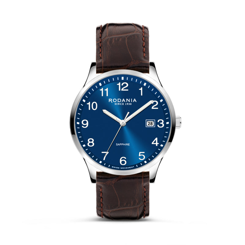 Rodania Horloge 240.610 - Saffier Glas, Leder, Heren