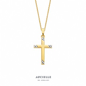 Aucielle Hanger 240.651 - Bicolor Goud 18ct, Kruisje (ketting niet inbegrepen)