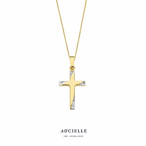 Aucielle Hanger 240.652 - Bicolor Goud 18ct, Kruisje (ketting niet inbegrepen)