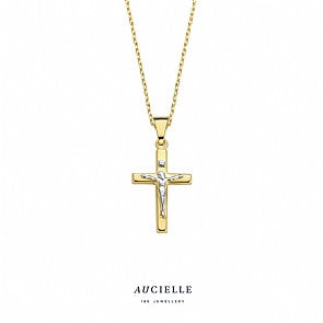 Aucielle Hanger 240.653 - Bicolor 18ct, Kruisje (ketting niet inbegrepen)