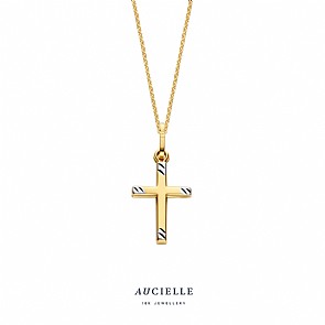 Aucielle Hanger 240.654 - Bicolor Goud 18ct, Kruisje (ketting niet inbegrepen)