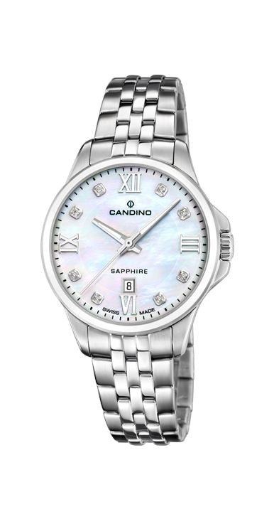 Candino Horloge 240.690 - Staal, Zirkoon, Saffier Glas, Dames