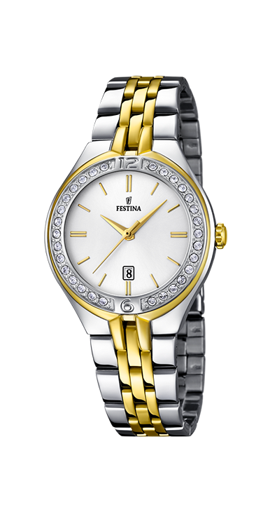 Festina Horloge 240.727 - Bicolor Staal, Zirkoon, Dames