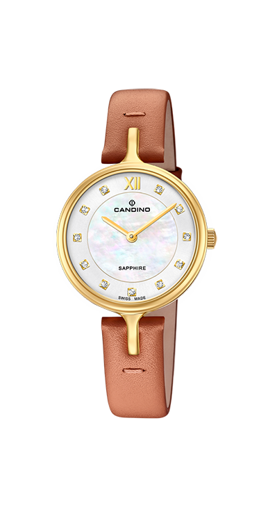 Candino Horloge 250.185 - Leder, Saffier Glas,Zirkoon, Dames