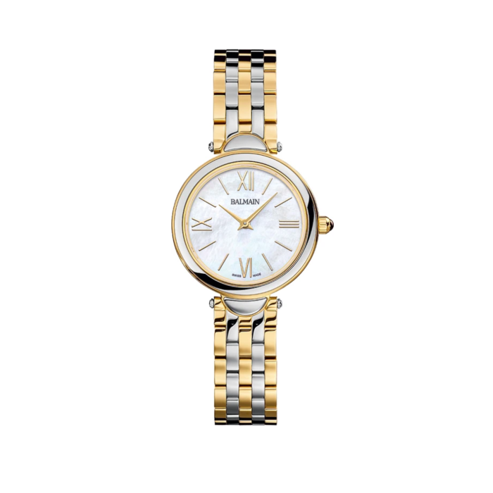 Pierre Balmain Horloge B81523982 -  Haute Elegance, Bicolor Staal, Parelmoer Wijzerplaat, Saffier Glas