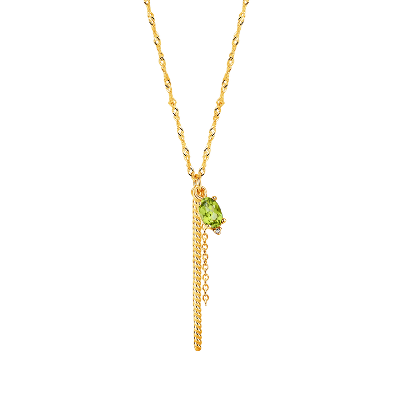 Diamanti Per Tutti Halsketting 250.312 - Plaqué, Diamant, Groene Steen