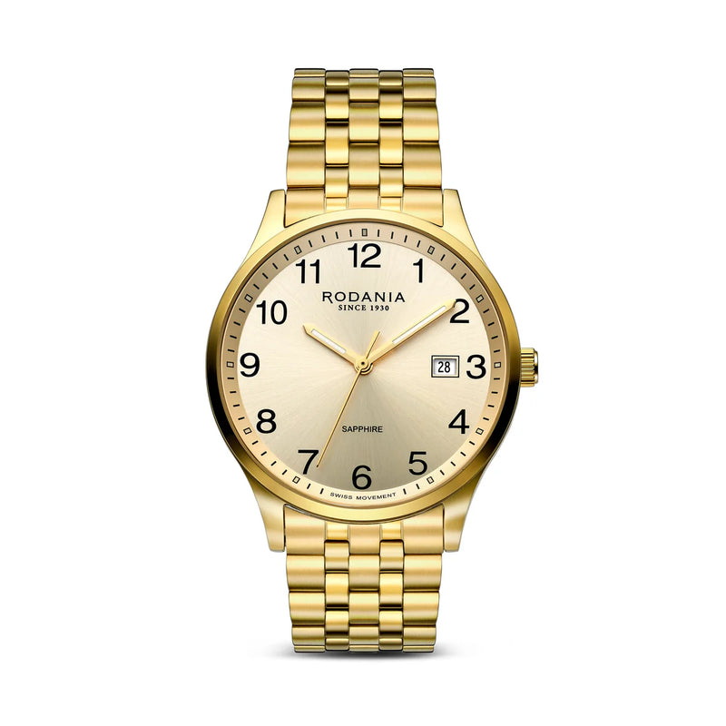 Rodania Horloge R22088 - Nyon Sport 40, Staal Plaqué, Saffier Glas, Heren