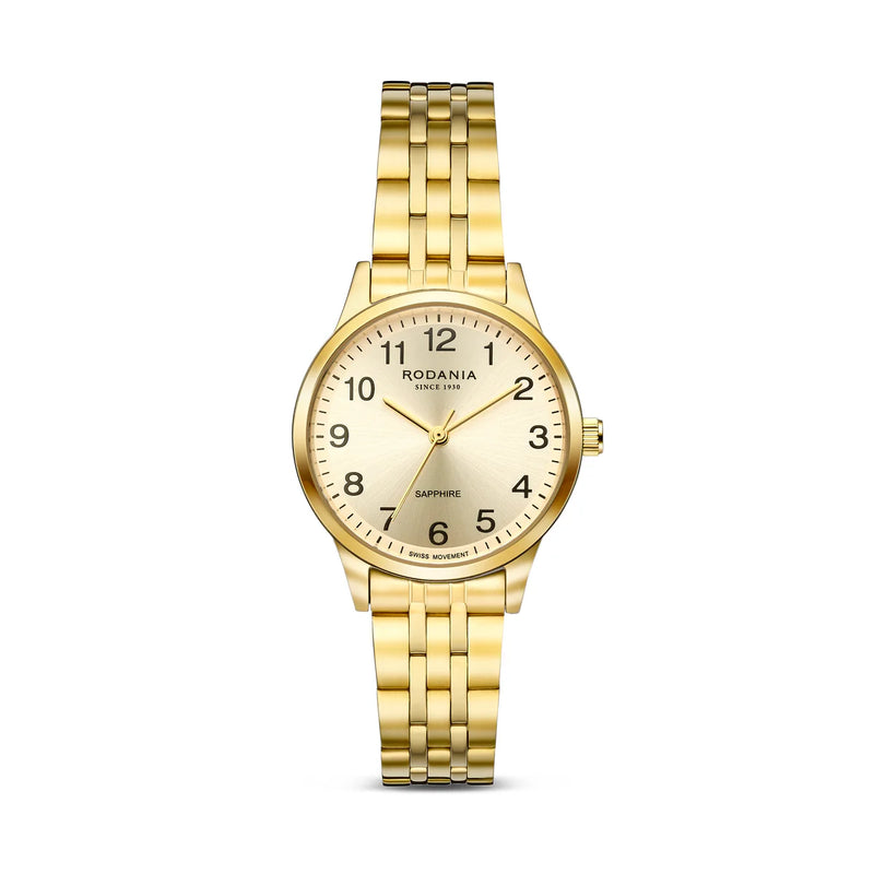 Rodania Horloge R22089 - Nyon Sport 30, Plaqué Staal, Saffier Glas, Dames