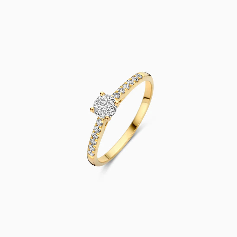 Blush Ring 250.358 - Geel Goud 14ct, Labgrown Diamant 0,30ct+0,15ct, Maat 52
