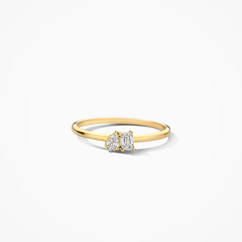 Blush Ring 250.370 - Geel Goud 14ct, Labgrown Diamant 0,15ct + 0,10ct , Maat 54