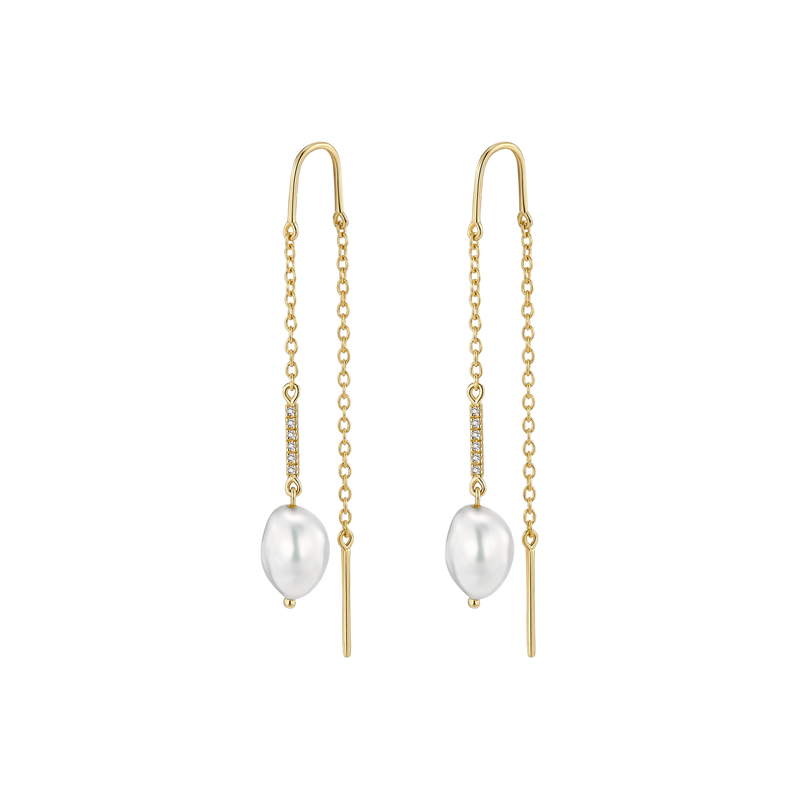 Diamanti Per Tutti Oorhangers 250.426 - Verguld, Zoetwaterparel, Diamant