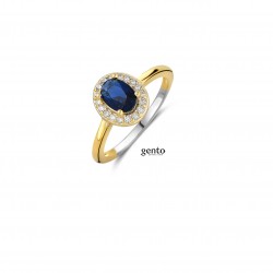 Gento Ring 250.478 - Plaqué, Blauwe Kleursteen, Zirkoon, Maat 54