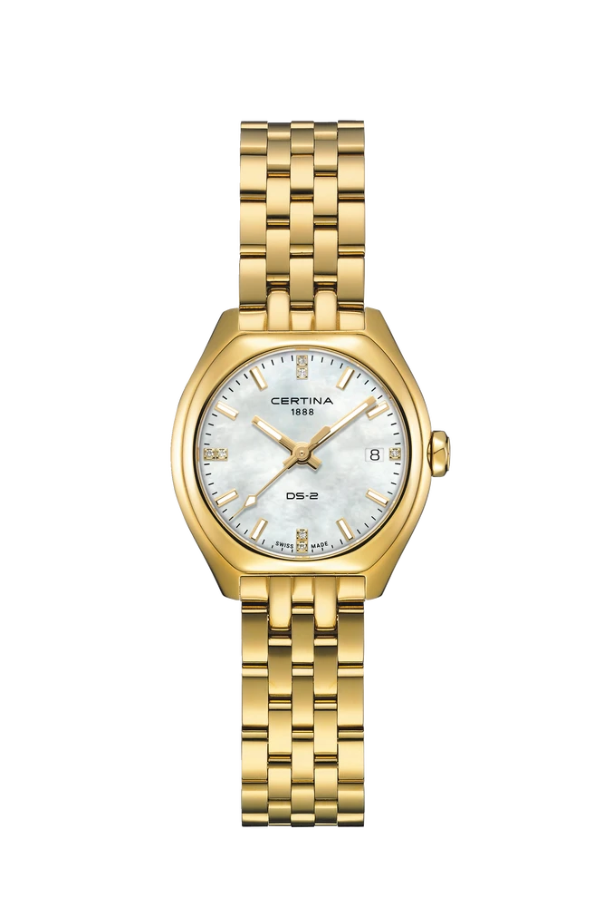 Certina Horloge C049.210.33.116.00 - Plaqué, Diamant, Saffier Glas, Parelmoer, Waterdicht