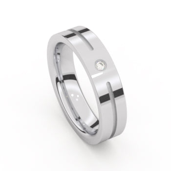 Amici Ring 5525-PO/50 - staal, diamant, 5mm, Maat 54