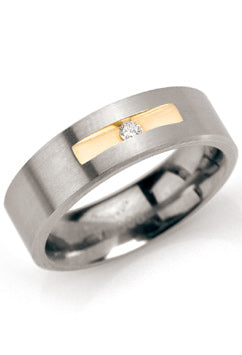 Boccia Ring 6/0101-08 - Titanium, Plaqué, Diamant, Maat 50