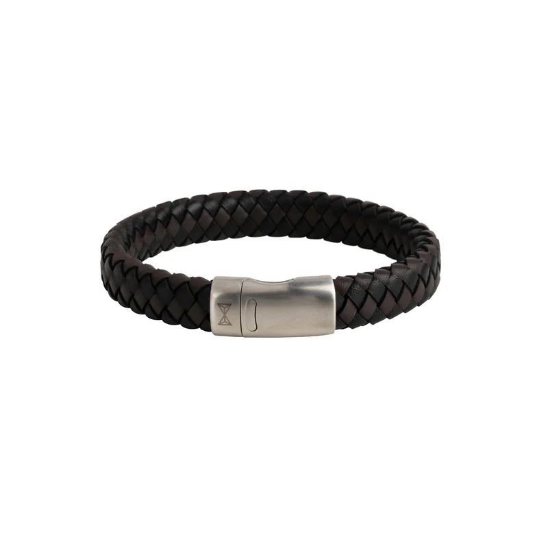 AZE Armband AZ-BL005-K-210 - Leder, Bruin & Zwart, 21 cm