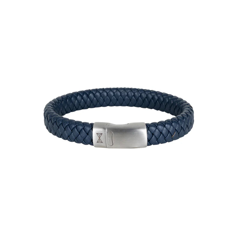 AZE Armband AZ-BL005-P-195 - Leder, Blauw, 19,5cm